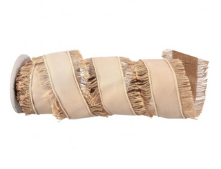 Faux Suede with Jute Fringe Ribbon in Camel 4" SOLD BY THE FOOT 