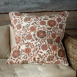 Fennel Botanical Print Pillow beige rust cream black floral flower