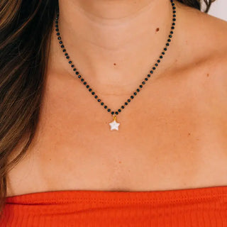 Fireworks Necklace Blue with Gold Star