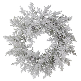 Flocked Pine Wreath with Pinecones 28"