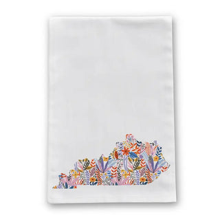 Floral Kentucky Shape Tea Towel