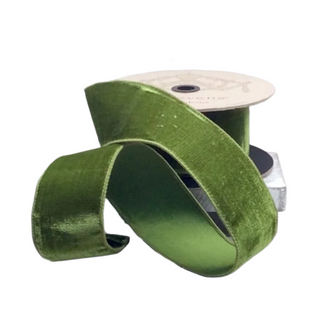 Forest Green 2.5" Velvet Faux Dupion Back Ribbon - Sold by the Foot
