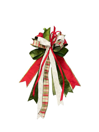 Forest Green, Red, Ivory w/ Red/Green/Ivory Plaid Bow