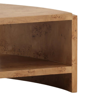 Foxwell Coffee Table burl wood distinctive shelf modern contemporary