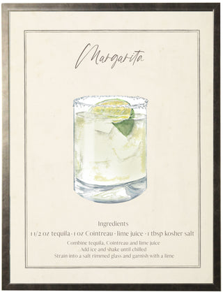 Framed Watercolor Margarita Cocktail & Recipe  