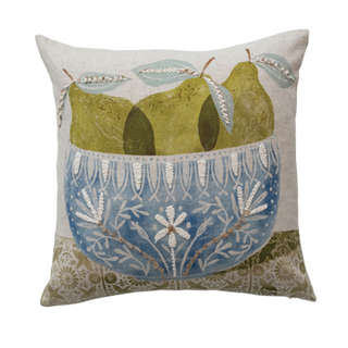 Fruit Bowl Printed Pillow Assorted pear green blue