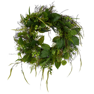 Mixed Foliage Wreath Green