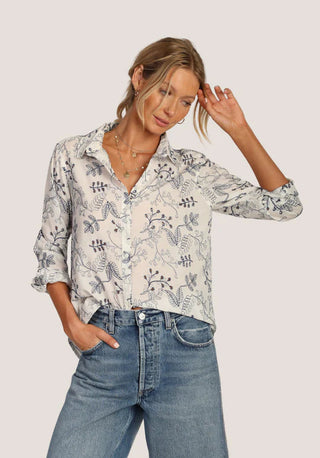 Dylan White & Navy Lily Blouse