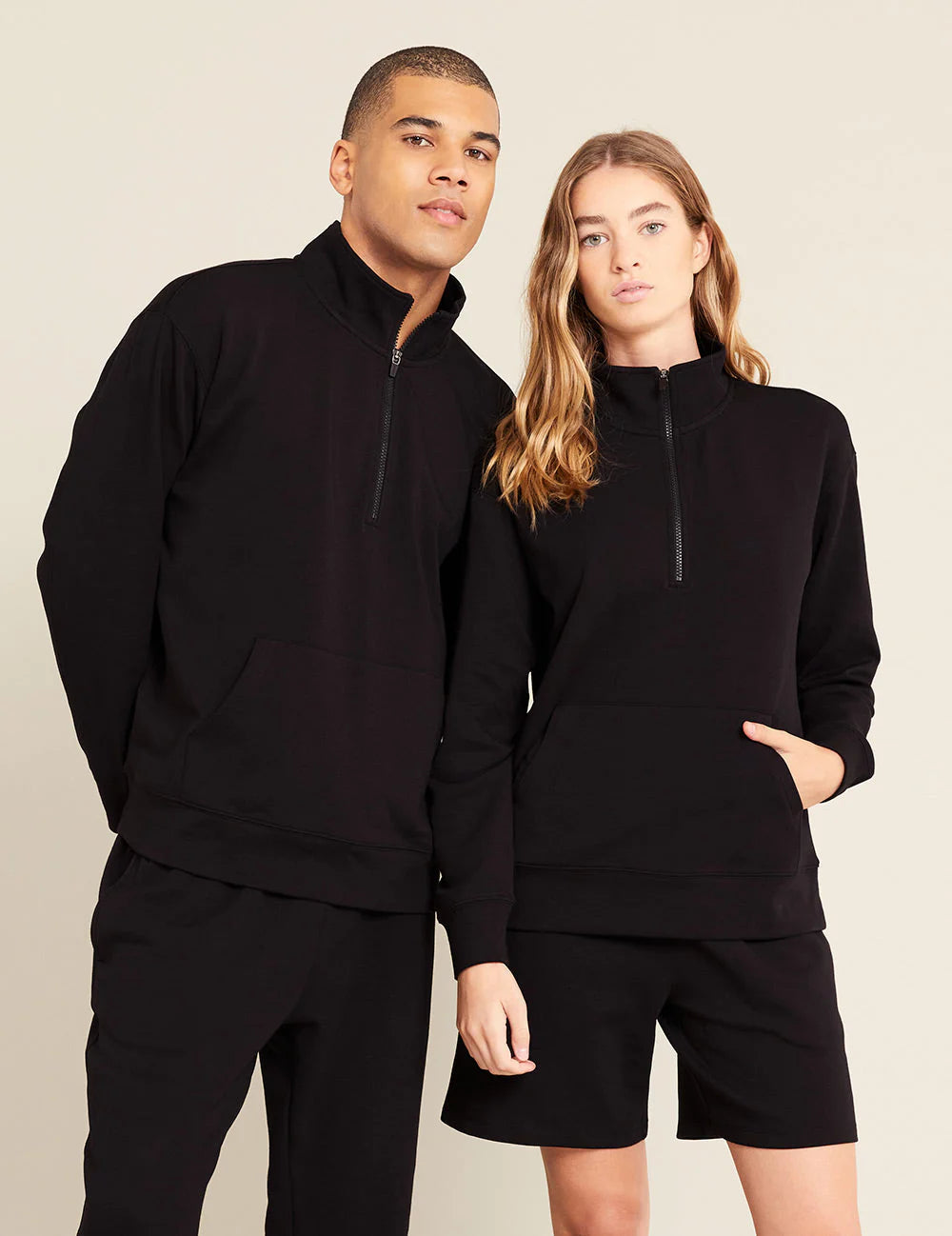 Boody Black Gender Neutral Quarter Zip Sweater