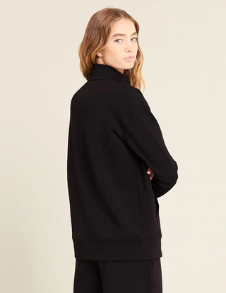 Gender-Neutral-Quarter-Zip-Sweater-Black, organic bamboo, lounge wear
