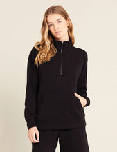 Load image into Gallery viewer, Boody Black Gender Neutral Quarter Zip Sweater
