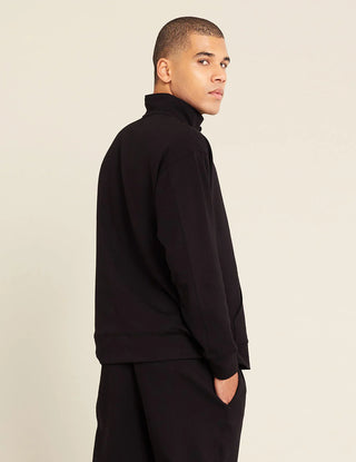 Gender-Neutral-Quarter-Zip-Sweater-Black, organic bamboo, lounge wear