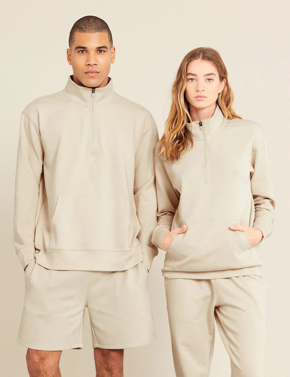 Boody Sand Gender Neutral Quarter Zip Sweater