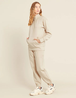 Gender-Neutral-Quarter-Zip-Sweater-Sand, organic bamboo, lounge wear