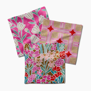 Geometry Clemmie Donna and Janae Dishcloth Set bright color floral recycled materials absorbent