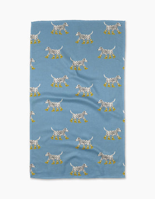 Geometry Dalmatian in Boots Blue Tea Towel absorbent recycled materials whimsical