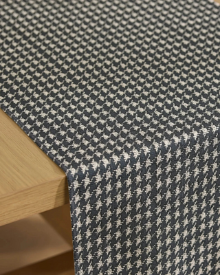 Geometry Houndstooth Black Table Runner