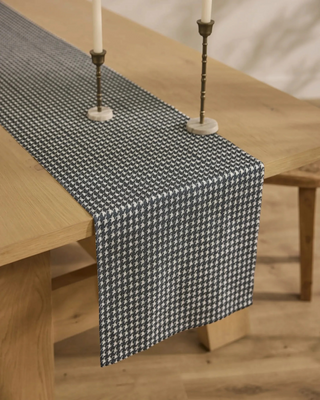 Geometry Houndstooth Black Table Runner