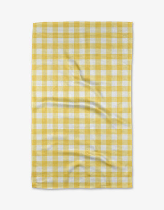 Geometry Lemon Gingham Tea Towel absorbent recycled materials
