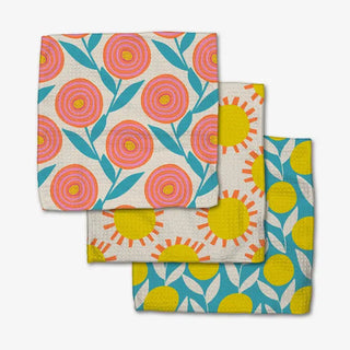 Geometry Parade Dishcloth Set absorbent recycled materials bright flower