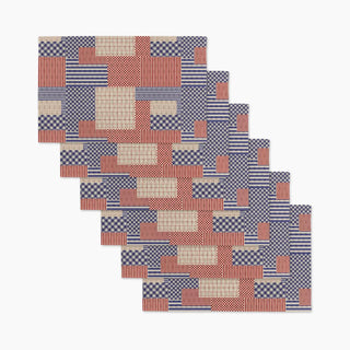 Geometry Patched Up Parade Not Paper Towel set of 6 absorbent recycled materials red white & blue patchwork