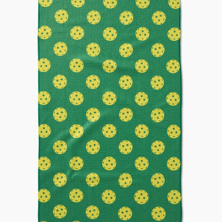 Geometry Pickleball Tea Towel absorbent recycled materials yellow & green
