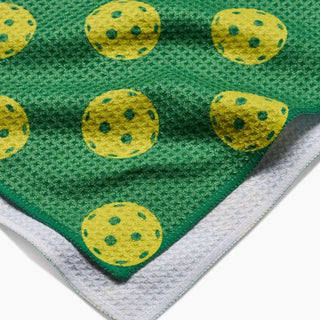 Geometry Pickleball Tea Towel absorbent recycled materials yellow & green