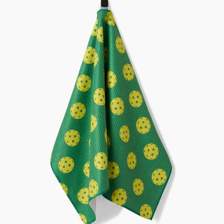 Geometry Pickleball Tea Towel absorbent recycled materials yellow & green