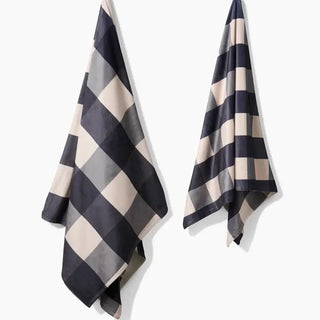Geometry Snowy Gingham Butter Blanket, 2 Sizes soft cozy recycled materials black & white