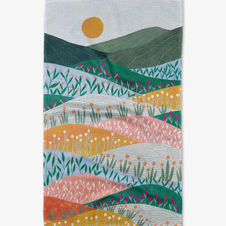 Geometry Sunrise Mountains Tea Towel absorbent recycled materials