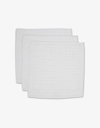 Geometry Waffle Washcloth Set, Cloud white absorbent recycled materials