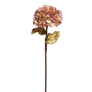 Gilded Pink Hydrangea Stem gold
