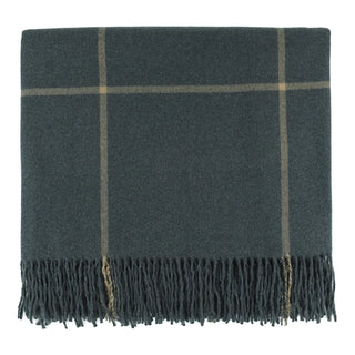 Glasgow Throw in Dark Gray fringe windowpane plaid
