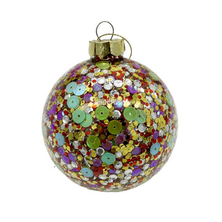 Glass Ball Ornament with Sequins Inside 4in