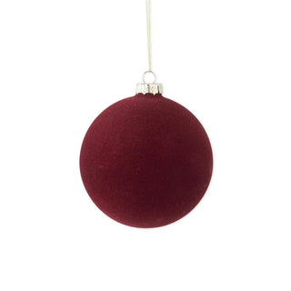 Glass Burgundy Velvet Round Ornament