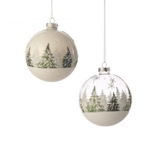 Glass Evergreen Tree Ball Ornament Assorted