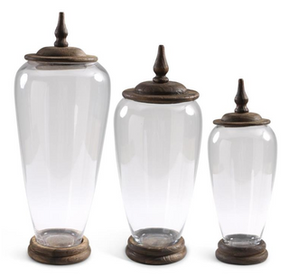 Glass Jar with Wood Base and Lid Assorted 3 sizes
display collectibles