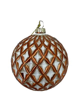 Glass Weave Ball / Finial Ornament Assorted rust bronze white beige diamond