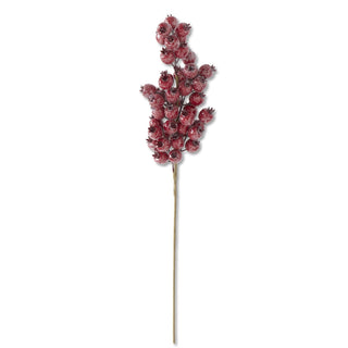 Glittered Red Rosehip Stem 24"