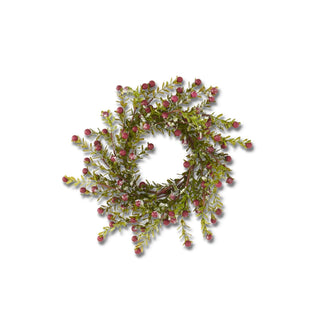 Glittered Snowy Red Berry Leaf Candle Ring