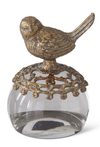 Gold Bird Metal & Glass Paperweights, 2 Styles