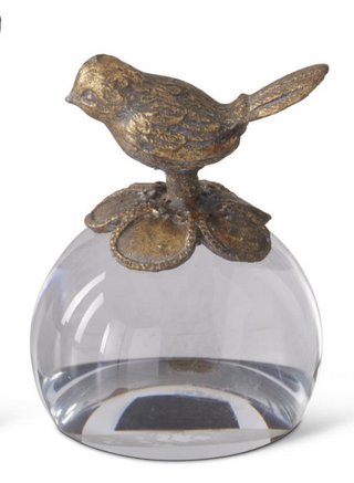 Gold Bird Metal & Glass Paperweights, 2 Styles