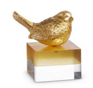 Gold Bird on Two Toned Block, Assorted crystal