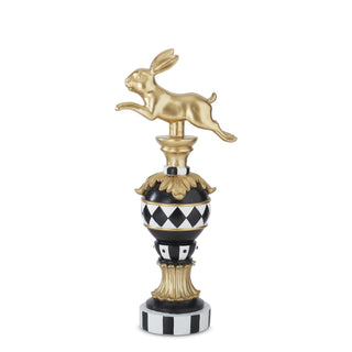 Gold, Black & White Prancing Easter Bunny Finial