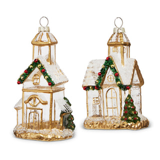 Gold Church Ornament glass gold green white red