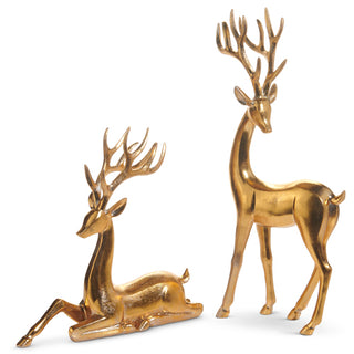 Gold deer sitting or standing resin