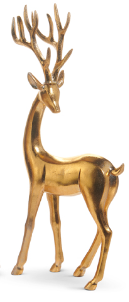 Gold deer standing resin