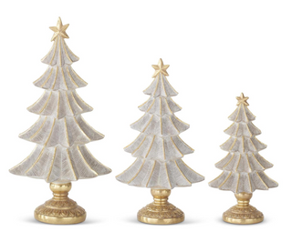 Gold Glittered Resin Christmas Trees white and gold sophisticated