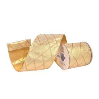 Gold Lame Lattice Ribbon 4" - SOLD BY THE FOOT