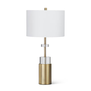 Gold Metal & Crystal Table Lamp with Cream Shade